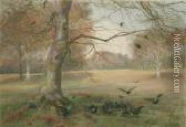 Crows In The Park Oil Painting - Mildred Anne Butler