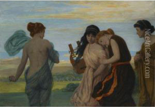 Der Reigen (the Dance) Oil Painting - Ludwig Von Langenmantel