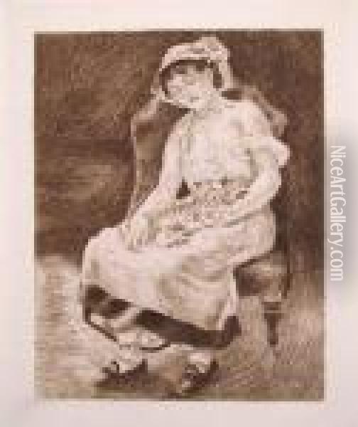 La Femme Au Chat Oil Painting - Pierre Auguste Renoir