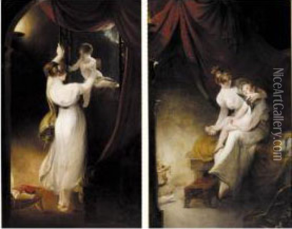 Love Sheltered; And Love's Ingratitude Oil Painting - Henry Thomson
