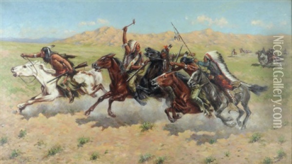 A Sioux Retreat Oil Painting - John Hauser