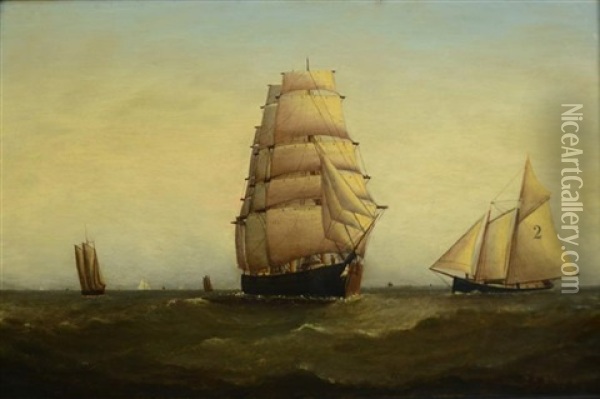 Ships At Sail Oil Painting - James J. Mcauliffe