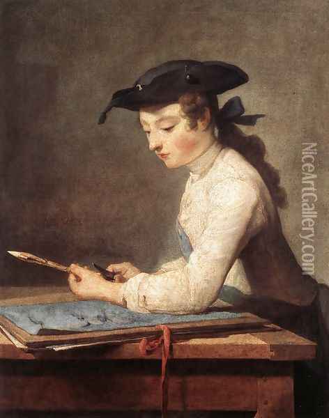 The Young Draughtsman, 1737 Oil Painting - Jean-Baptiste-Simeon Chardin