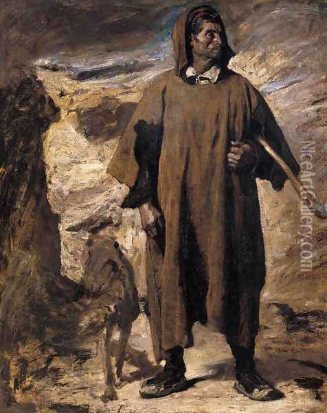 Castilian Mountain Shepherd 1868 Oil Painting - Henri Alexandre Georges Regnault