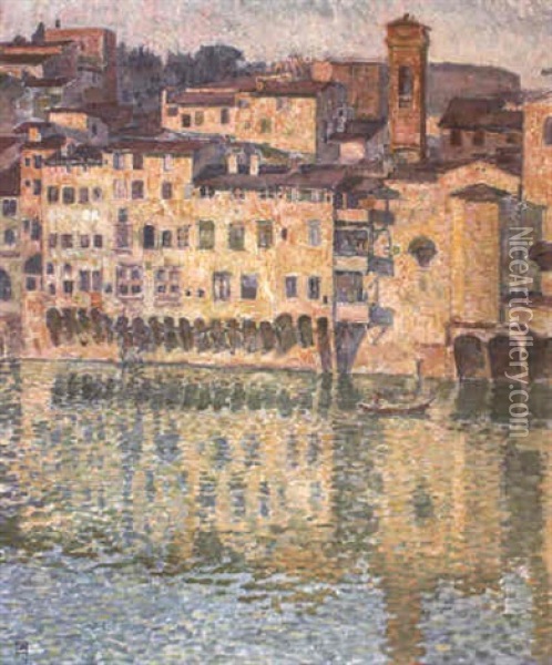L'arno A Florence Oil Painting - Theo van Rysselberghe