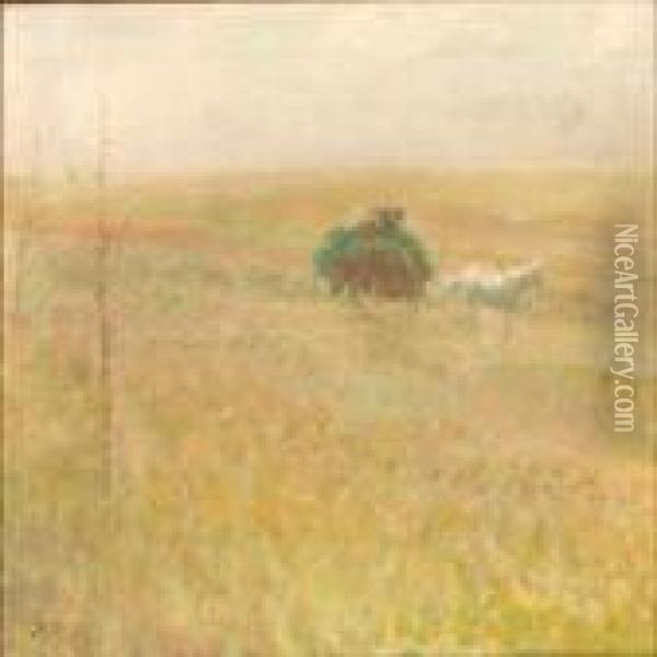 Field Landscape Oil Painting - Julius Paulsen