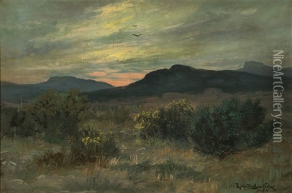 Sunrise On The Mojave Desert Oil Painting - Ralph Davison Miller