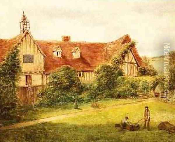 Gardeners with the Stables behind Oil Painting - Alexander Nasmyth