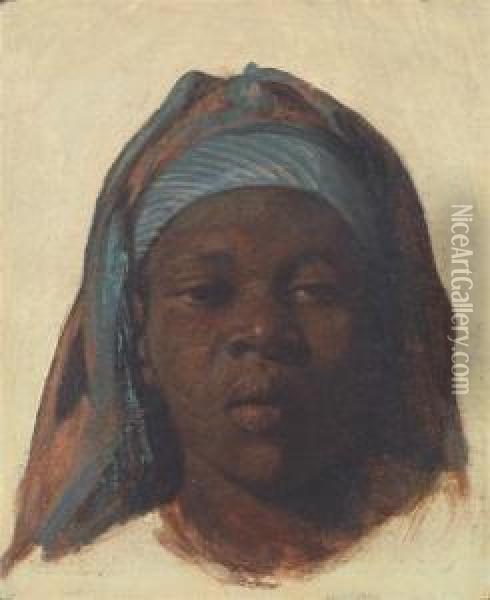 Jeune Egyptienne Auvoile Bleu Oil Painting - Leopold Carl Muller