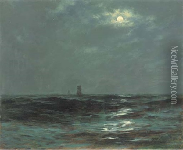 Moonlight At Sea Oil Painting - Arthur Briscoe