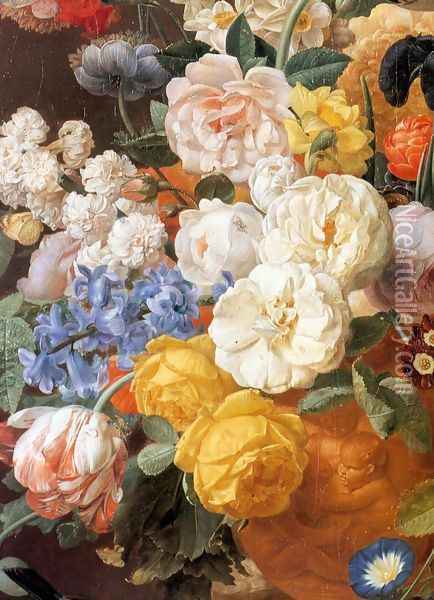 Bouquet of Flowers in a Sculpted Vase (detail) Oil Painting - Jan Frans Eliaerts