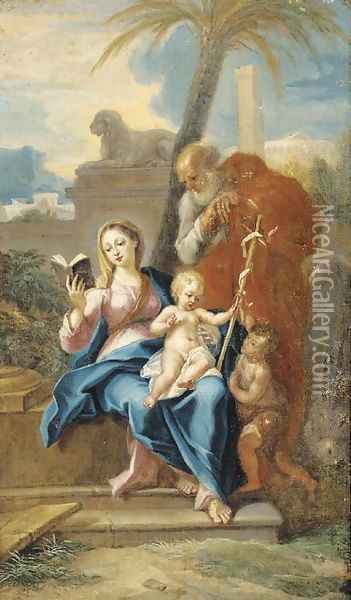 The Holy Family with the Infant Saint John the Baptist Oil Painting - Corrado Giaquinto