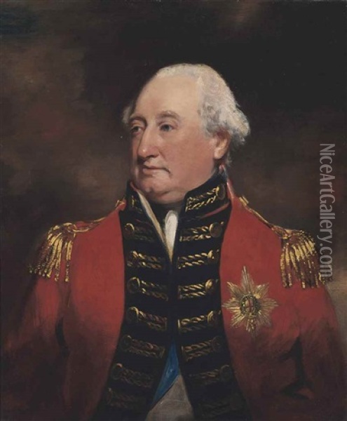 Portrait Of Charles Cornwallis, 1st Marquess And 2nd Earl Cornwallis (1738-1805), In Uniform With The Sash And Star Of The Order Of The Garter Oil Painting - Sir John Hoppner
