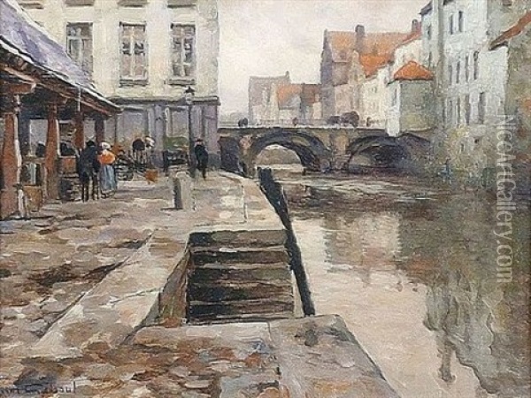 Coin De Marche A Poissons A Malines Oil Painting - Victor Olivier Gilsoul