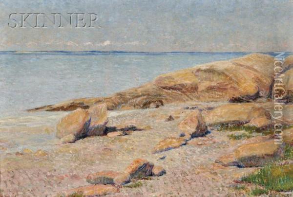 Summer View Of A Rocky Shore Oil Painting - Anson Kent Cross