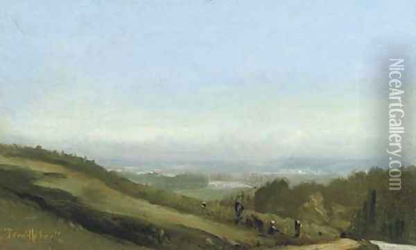 Vue sur la vallee Oil Painting - Paul Trouillebert