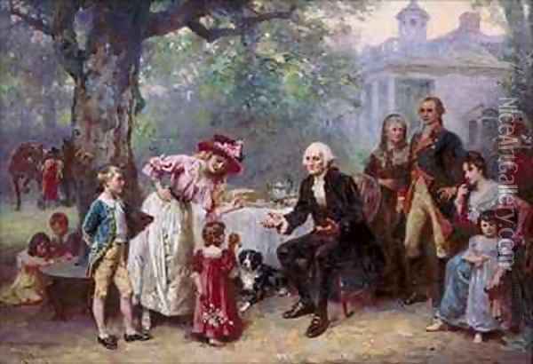 George Washington and his Family Oil Painting - Jean-Leon Gerome Ferris
