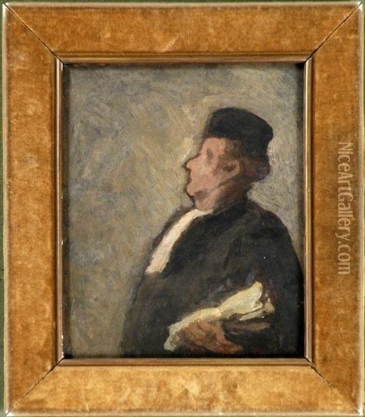 Portrait Of A Man Oil Painting - Honore Daumier
