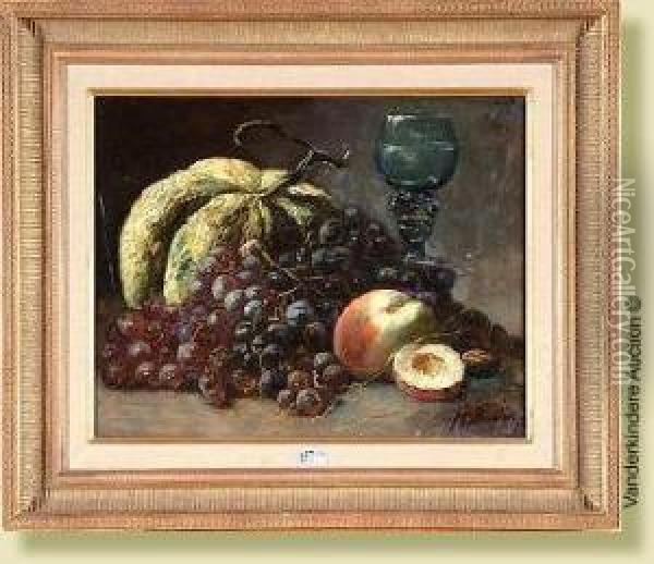 Nature Morteaux Fruits Oil Painting - Hubert Bellis