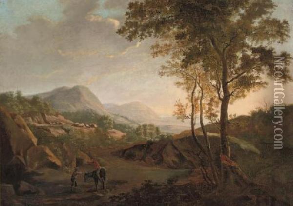 Stopping For Directions Along The Way Oil Painting - Claude Lorrain (Gellee)