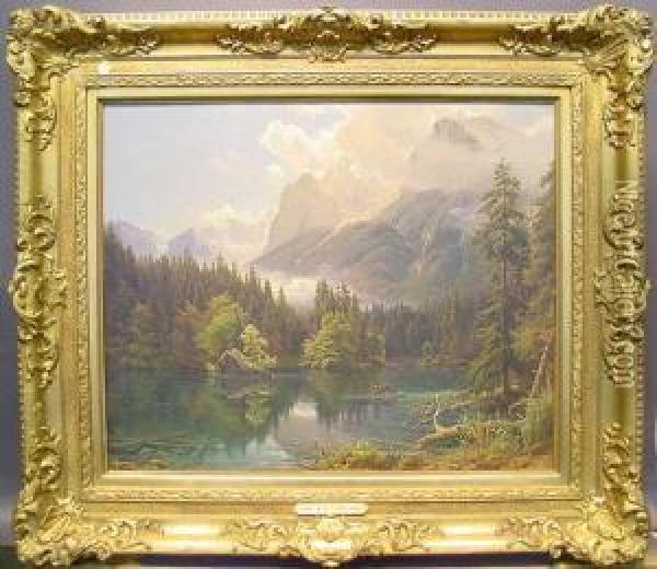 Deer In An Extensive Landscape Oil Painting - Eduard Wilhelm Pose