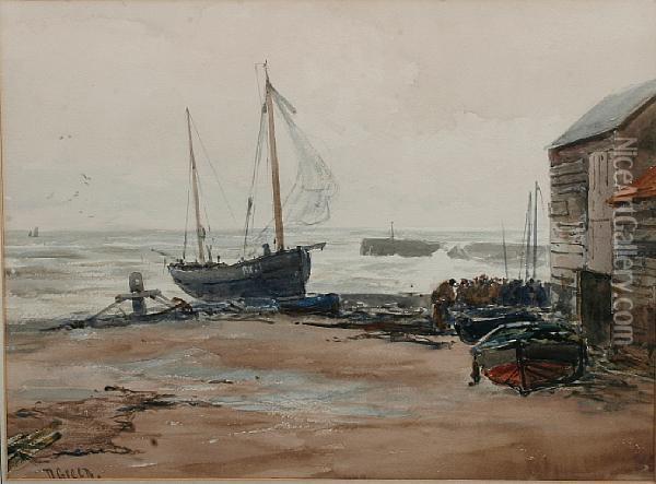 Dock Scene Oil Painting - David Gould Green