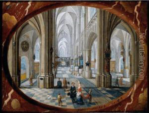 The Interior Of A Gothic Church, Looking East Oil Painting - Pieter Ii Neefs