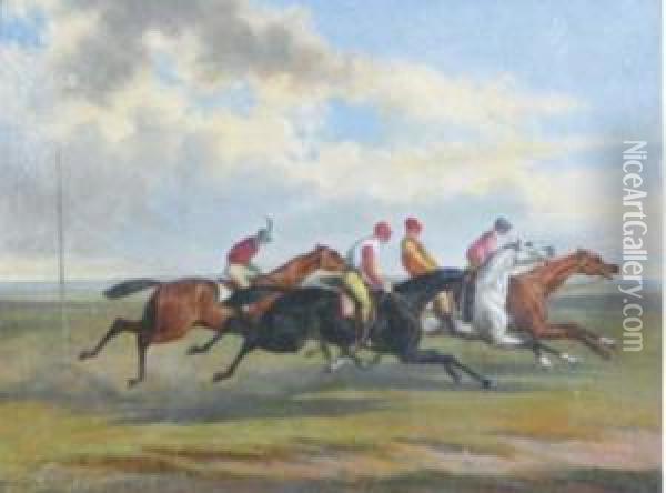 The Epsom Derby; Before The Start And The Finish Oil Painting - Herny Jr Alken