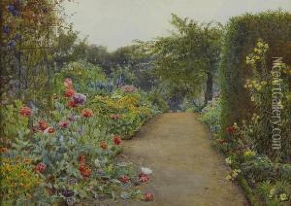 The Garden At Blair With Oriental Poppies Oil Painting - Ernest Arthur Rowe