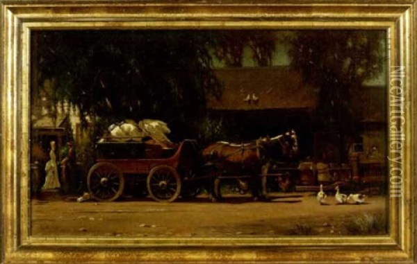 Peddling His Wares Oil Painting - John H. Cocks
