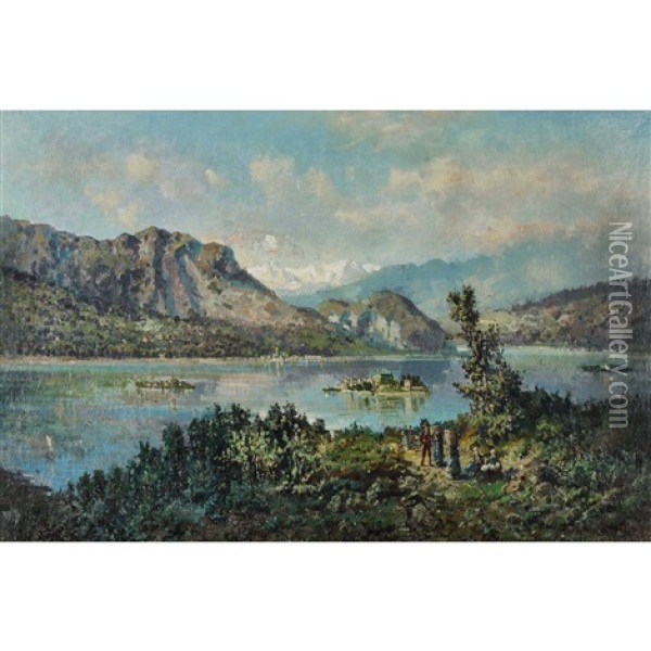 Lago Maggiore Mit Den Borromaischen Inseln Oil Painting - Ambrogio Preda