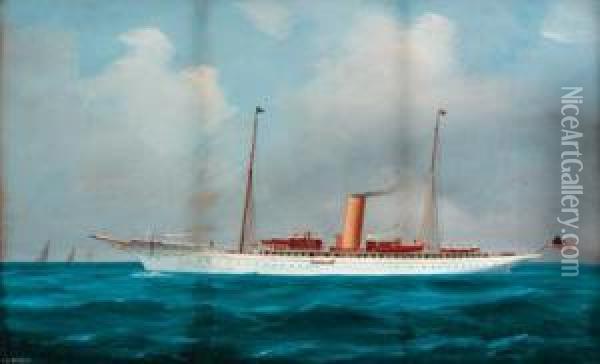 The American Steam Yacht Warrior Oil Painting - Atributed To A. De Simone