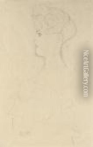 Brustbild Im Profil Nach Links Oil Painting - Gustav Klimt