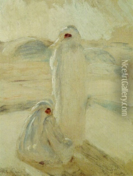 Femmes Tunisiennes Sur La Terrasse Oil Painting - Albert Aublet
