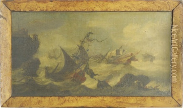 Storm At Sea Oil Painting - Matthieu Van Plattenberg