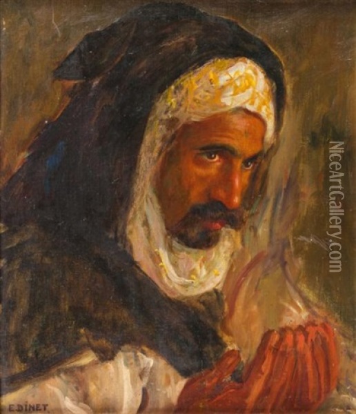 Portrait D'homme En Priere Oil Painting - Alphonse Etienne Dinet