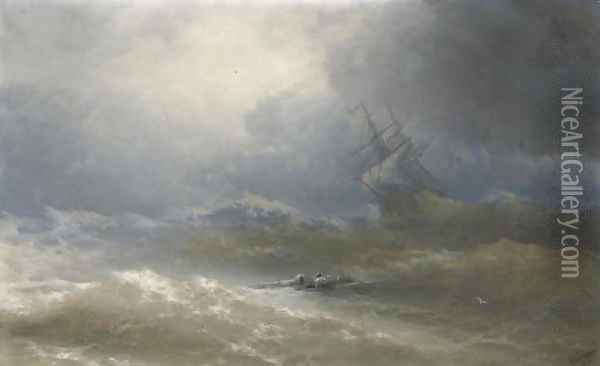 Survivors in a stormy sea Oil Painting - Ivan Konstantinovich Aivazovsky
