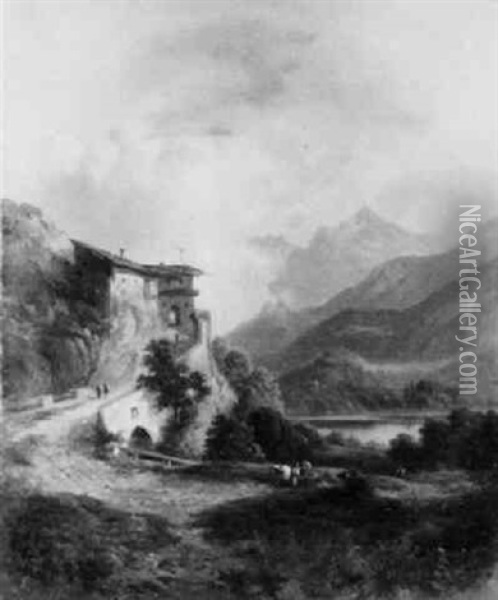 Dorf In Den Bergen Oil Painting - Gustav Barbarini