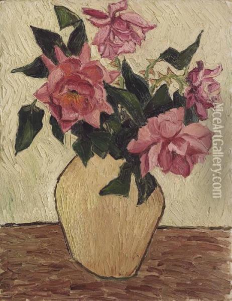 Roses In A Jar Oil Painting - Christopher Wood