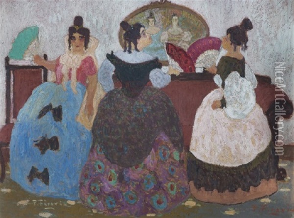 Antepasados, Las Comadres Oil Painting - Pedro Figari