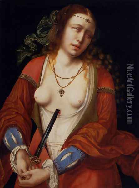 Lucretia c. 1530 Oil Painting - Master of the Holy Blood