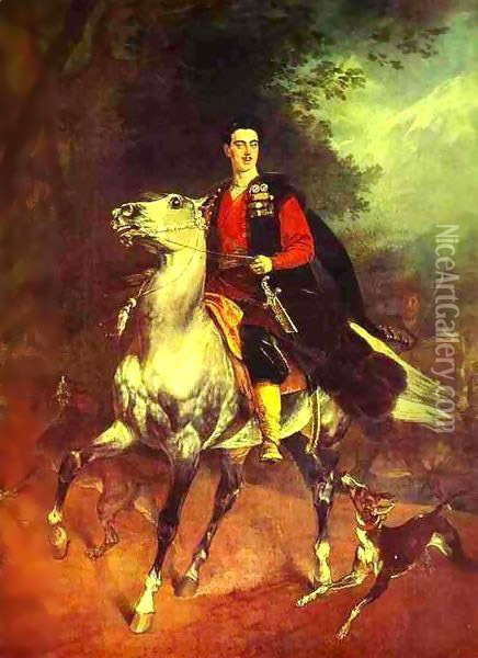 Portrait of A N Demidov Prince of San Donato Unfinished 1831 Oil Painting - Julia Vajda