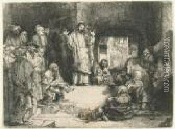 Christ Preaching ('la Petite Tombe') (b. Holl. 67, H. 256; B.b. 52-2) Oil Painting - Rembrandt Van Rijn