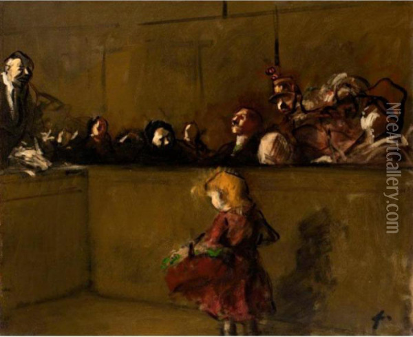 Scene De Tribunal Oil Painting - Jean-Louis Forain