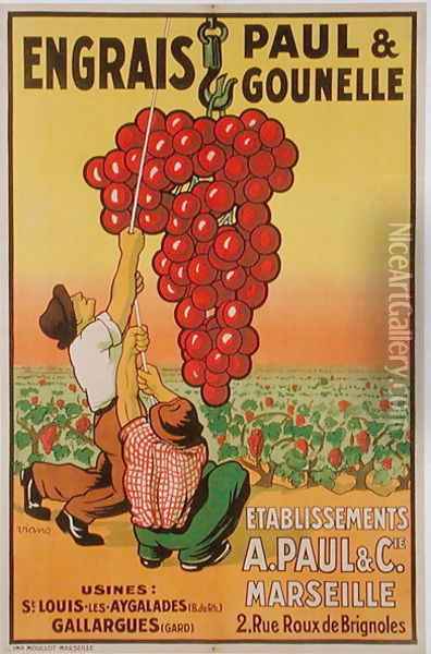 Poster advertising Paul and Gounelle fertiliser Oil Painting - Raoul Vion