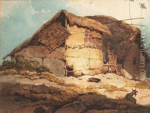 A Bengal Hut Oil Painting - George Chinnery