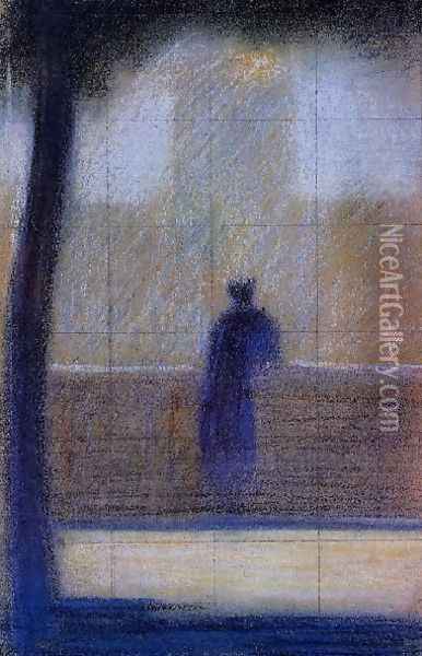 Man Leaning on a Parapet Oil Painting - Georges Seurat