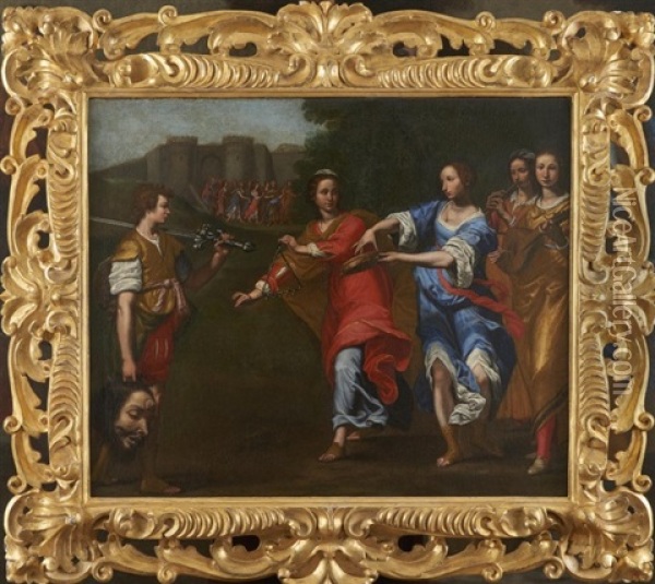 Le Triomphe De David Oil Painting - Lorenzo Lippi