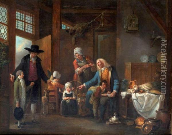 L'arrivee Du Jeune Apprenti Oil Painting - Louis Joseph, Dit Watteau De Lille