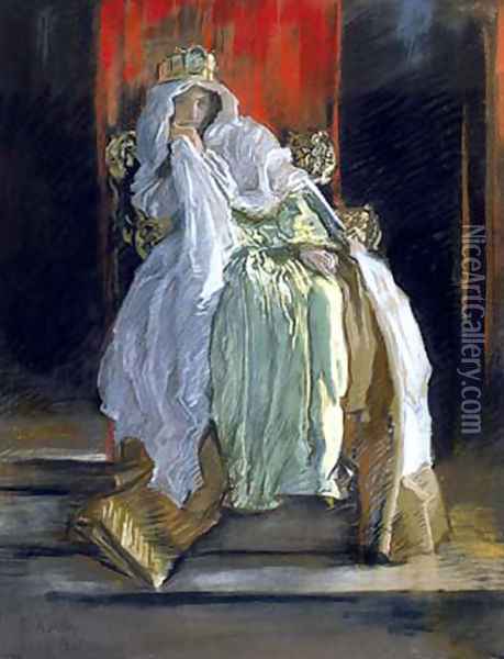 The Queen in Hamlet Oil Painting - Edwin Austin Abbey